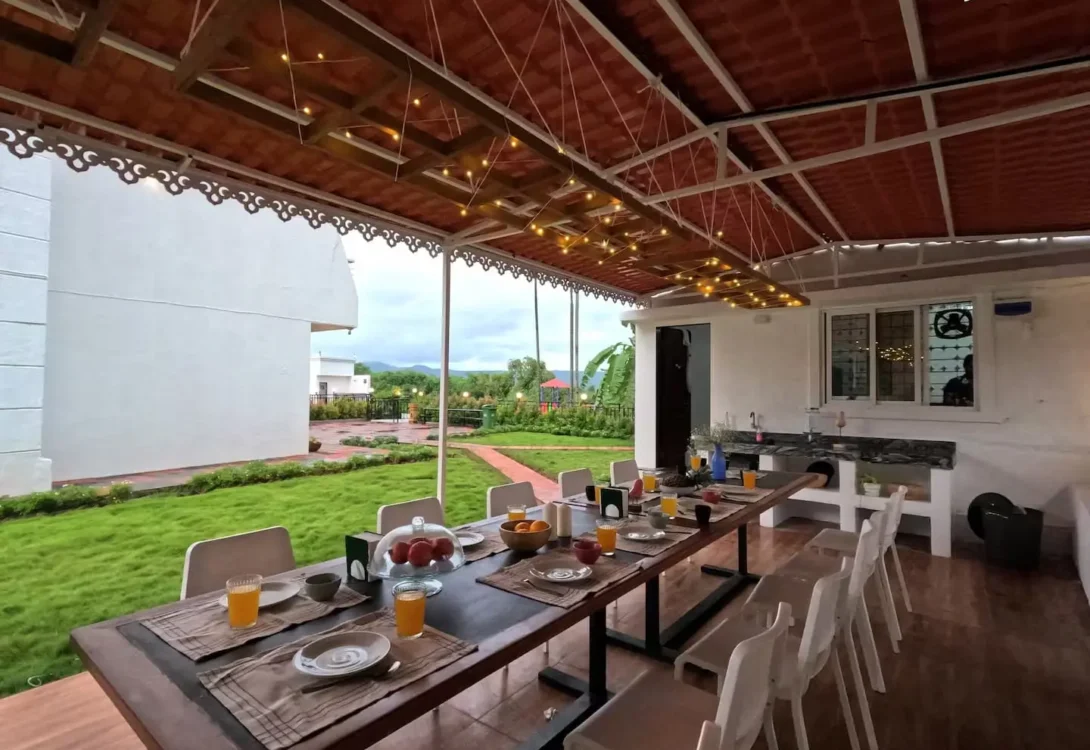 Outdoor pet-friendly dining setup