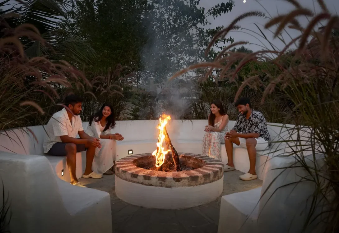 Romantic couple escape villa