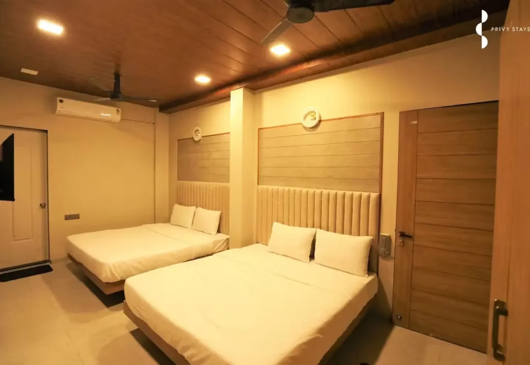 Sunlit bedrooms with bay windows Alibaug